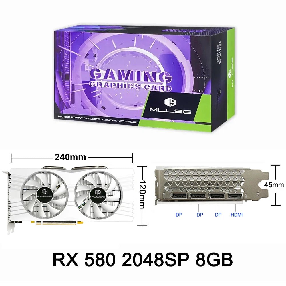 MLLSE AMD RX 580 8GB 2048SP Gaming Graphics Card GDDR5 256Bit PCI - E 3.0 ×16 8Pin Radeon GPU Rx 580 Video Card Placa De Video - Chic Cart