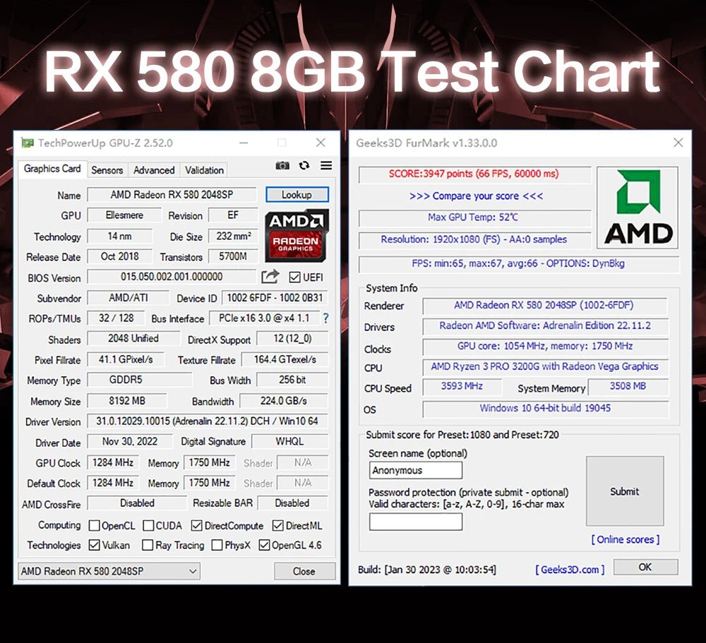MLLSE AMD RX 580 8GB 2048SP Gaming Graphics Card GDDR5 256Bit PCI - E 3.0 ×16 8Pin Radeon GPU Rx 580 Video Card Placa De Video - Chic Cart