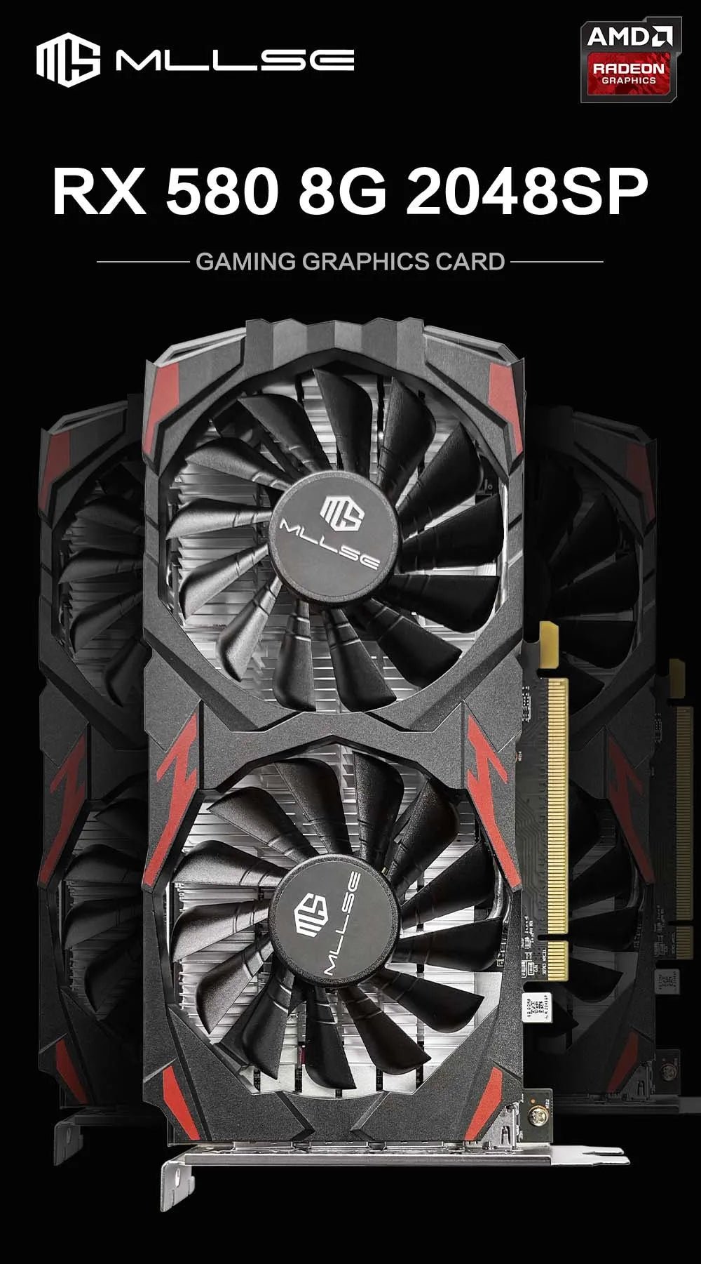 MLLSE AMD RX 580 8GB 2048SP Gaming Graphics Card GDDR5 256Bit PCI - E 3.0 ×16 8Pin Radeon GPU Rx 580 Video Card Placa De Video - Chic Cart