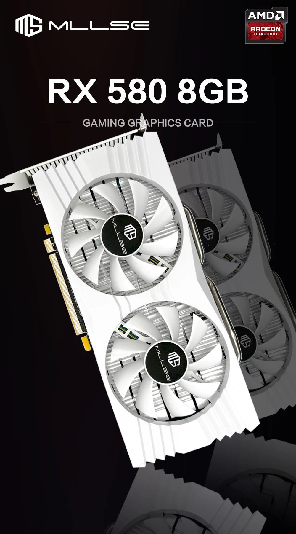 MLLSE AMD RX 580 8GB 2048SP Gaming Graphics Card GDDR5 256Bit PCI - E 3.0 ×16 8Pin Radeon GPU Rx 580 Video Card Placa De Video - Chic Cart