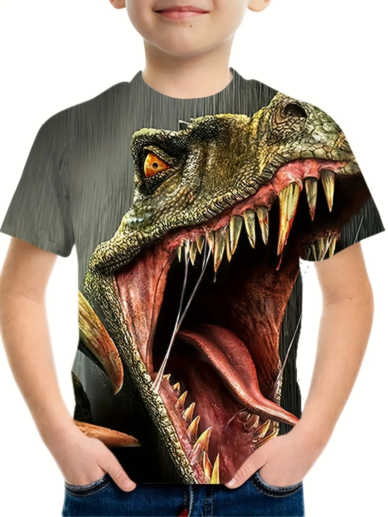 Children's Clothing Boys Tshirt Short Sleeve Child T-Shirt 3D Dinosaur Print Casual Kids Summer Clothes Girls Clothes Tops Tee - Chic Cart