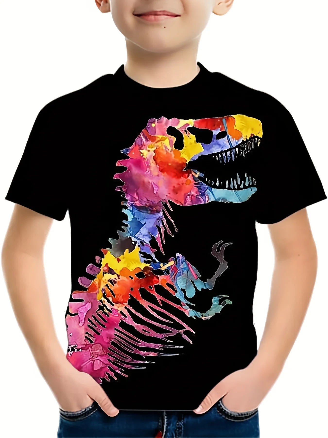 Children's Clothing Boys Tshirt Short Sleeve Child T-Shirt 3D Dinosaur Print Casual Kids Summer Clothes Girls Clothes Tops Tee - Chic Cart