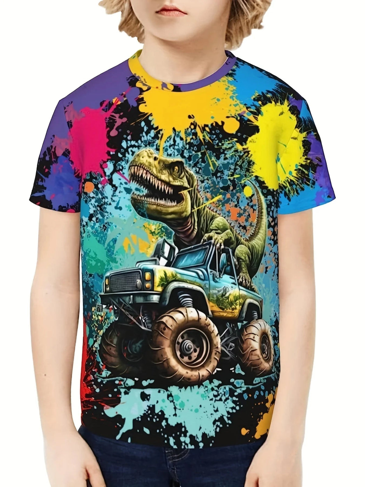 Children's Clothing Boys Tshirt Short Sleeve Child T-Shirt 3D Dinosaur Print Casual Kids Summer Clothes Girls Clothes Tops Tee - Chic Cart