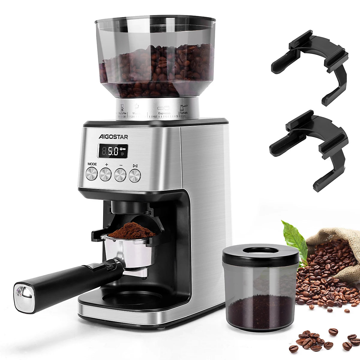 Electric Burr Coffee Grinder, Easy-Clean Design, Edges an Antistatic Coating, Kitchen Appliances - Chic Cart 