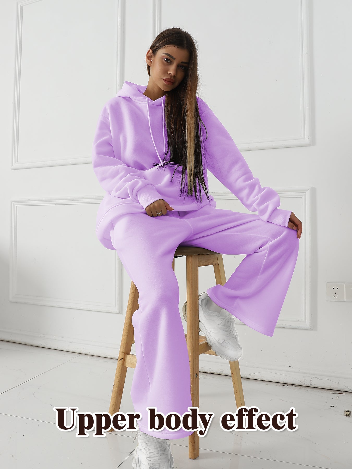 Women's Fashionable Casual Solid Color Long Sleeved Sweatshirt Set - Chic Cart