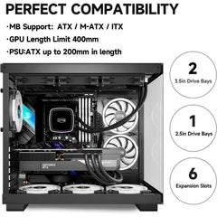 Mid Tower Computer Case for ATX/M - ATX/ITX, 6 ARGB Case Fans, Column - Free Design, 360MM Radiator, 400MM GPU Support, Gaming Case - Chic Cart