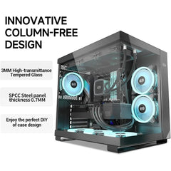 Mid Tower Computer Case for ATX/M - ATX/ITX, 6 ARGB Case Fans, Column - Free Design, 360MM Radiator, 400MM GPU Support, Gaming Case - Chic Cart