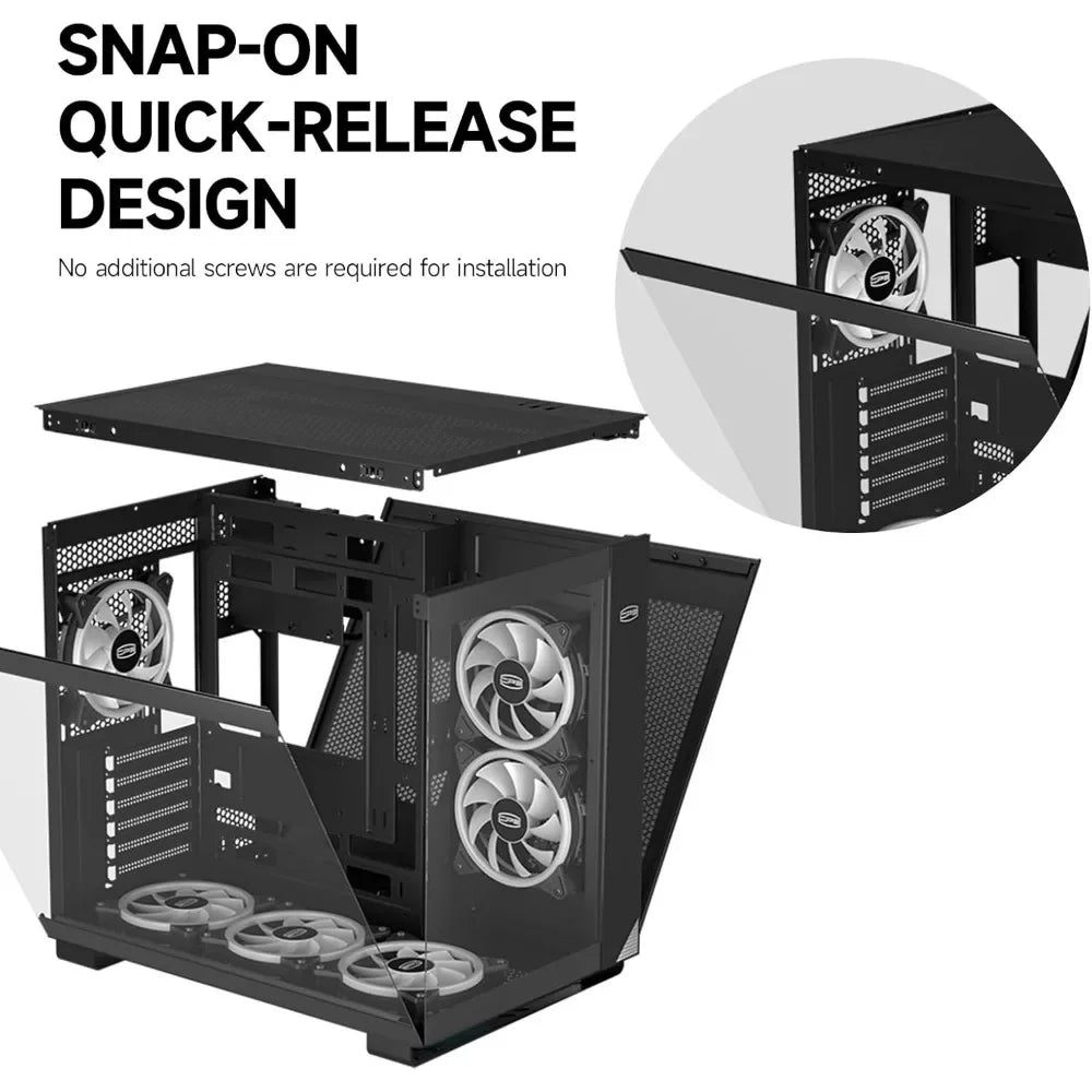 Mid Tower Computer Case for ATX/M - ATX/ITX, 6 ARGB Case Fans, Column - Free Design, 360MM Radiator, 400MM GPU Support, Gaming Case - Chic Cart