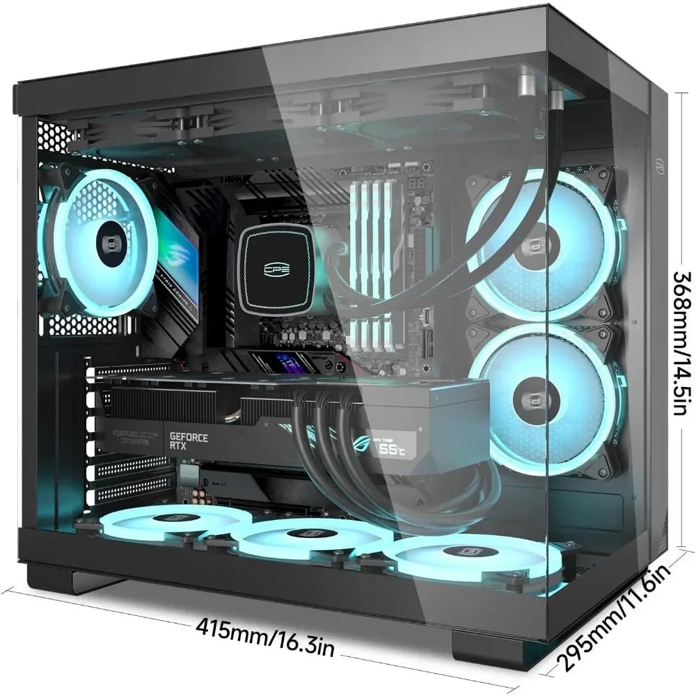 Mid Tower Computer Case for ATX/M - ATX/ITX, 6 ARGB Case Fans, Column - Free Design, 360MM Radiator, 400MM GPU Support, Gaming Case - Chic Cart