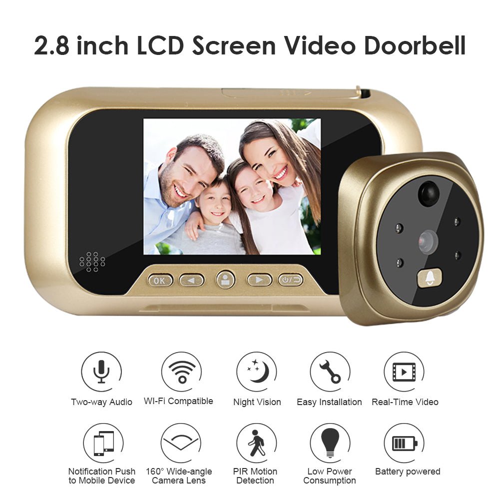 2.8 Inch Infrared Night Vision Camera Video Intelligent Electronic Peephole Visual Peephole Doorbell - Chic Cart