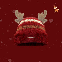 Christmas Knitted Hat With Cute Deer Antler Winter Warm Thick Hat For Girls Women - Chic Cart