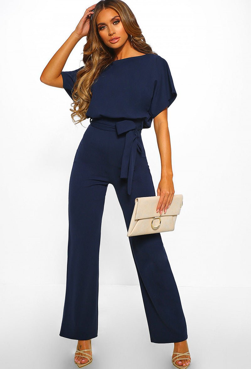 7 - color Fashion Lace - up Button Short - sleeved Women's Jumpsuit - Chic Cart