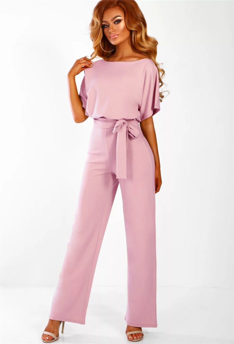 7 - color Fashion Lace - up Button Short - sleeved Women's Jumpsuit - Chic Cart
