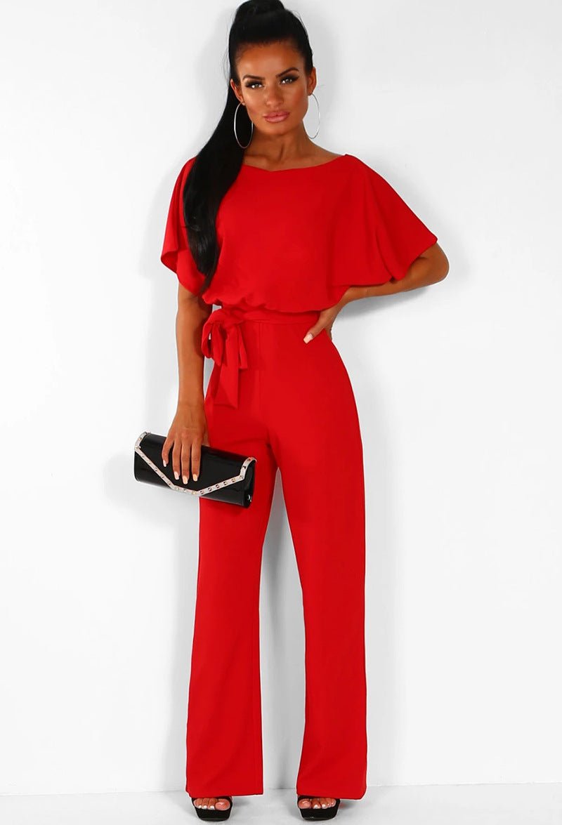 7 - color Fashion Lace - up Button Short - sleeved Women's Jumpsuit - Chic Cart
