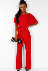 7 - color Fashion Lace - up Button Short - sleeved Women's Jumpsuit - Chic Cart