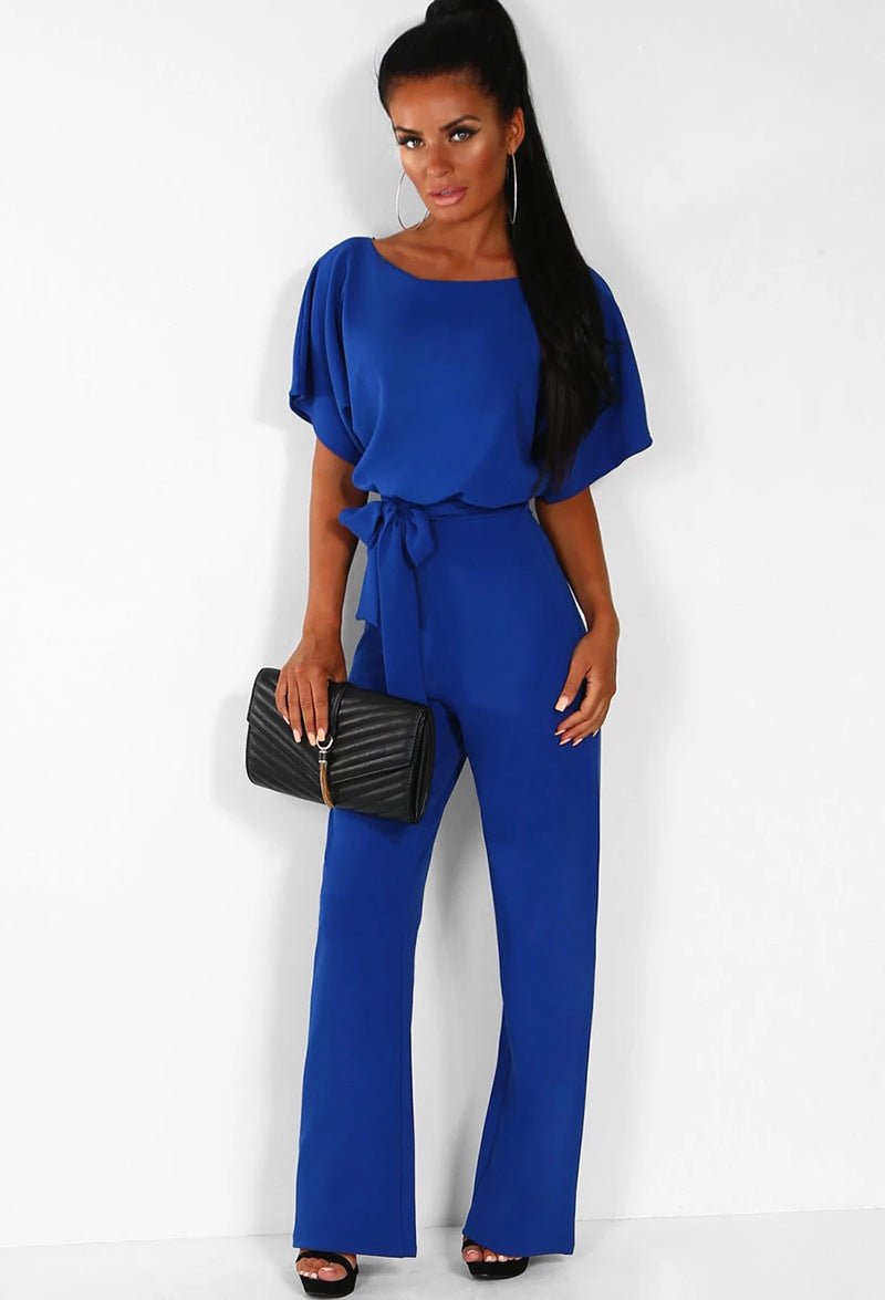 7 - color Fashion Lace - up Button Short - sleeved Women's Jumpsuit - Chic Cart