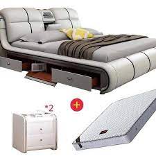 Luxury King Size Smart Leather Massage Bed